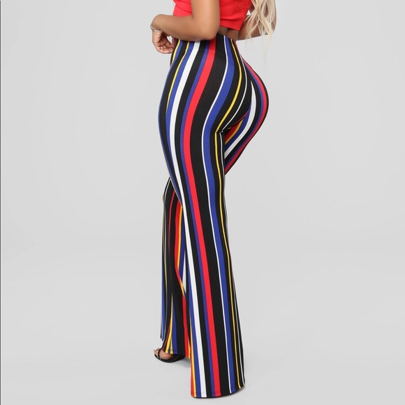 Fashion Nova Pants - Wide leg striped stretch pants